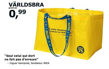 Promoties Världsbra grand sac - Huismerk - Ikea - Geldig van 23/11/2018 tot 31/07/2019 bij Ikea