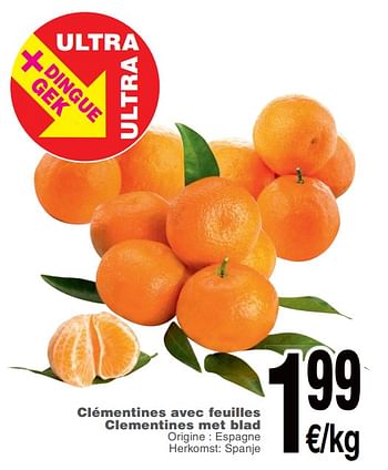 Promoties Clémentines avec feuilles clementines met blad - Huismerk - Cora - Geldig van 15/01/2019 tot 21/01/2019 bij Cora