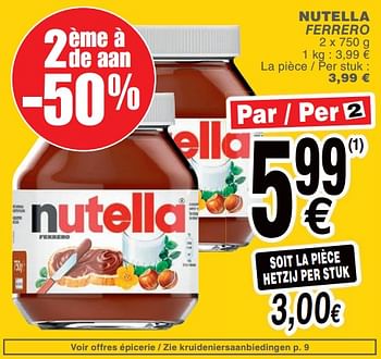 Promoties Nutella ferrero - Ferrero - Geldig van 15/01/2019 tot 21/01/2019 bij Cora