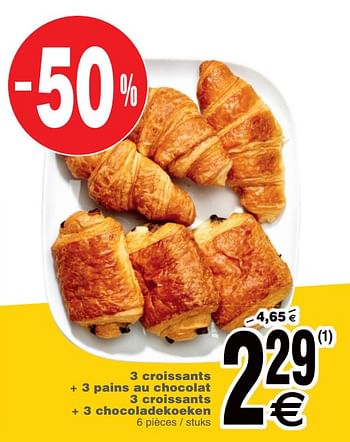 Promoties Croissants + 3 pains au chocolat 3 croissants + 3 chocoladekoeken - Huismerk - Cora - Geldig van 15/01/2019 tot 21/01/2019 bij Cora