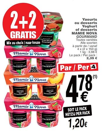 Promoties Yaourts ou desserts yoghurt of desserts mamie nova - Mamie Nova - Geldig van 15/01/2019 tot 21/01/2019 bij Cora