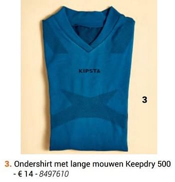 Promotions Ondershirt met lange mouwen keepdry 500 - Kipsta - Valide de 01/01/2019 à 22/03/2019 chez Decathlon