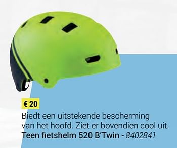 Promoties Teen fetshelm 520 b`twin - bTwin - Geldig van 01/01/2019 tot 22/03/2019 bij Decathlon