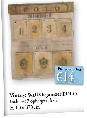 Promoties Vintage wall organizer polo - Huismerk - Paco - Geldig van 02/01/2019 tot 31/01/2019 bij Paco