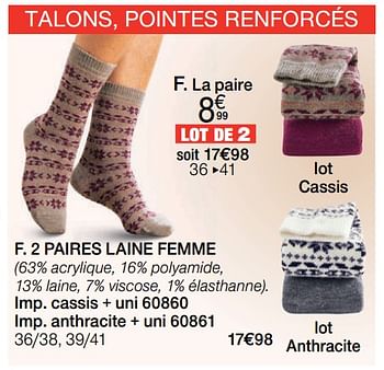 Promotions 2 paires laine femme - Produit Maison - Damart - Valide de 01/01/2019 à 15/06/2019 chez Damart
