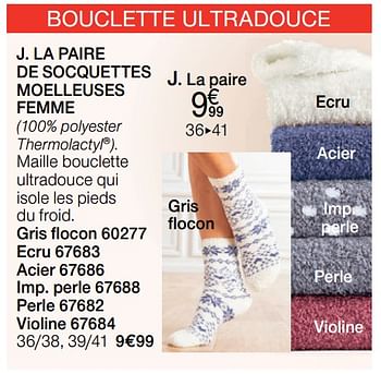 Promoties La paire de socquettes moelleuses femme - Huismerk - Damart - Geldig van 01/01/2019 tot 15/06/2019 bij Damart