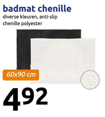 - Action Badmat chenille diverse kleuren, anti-slip chenille polyester - bij Action