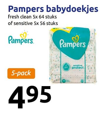 Promoties Pampers babydoekjes fresh clean of sensitive - Pampers - Geldig van 16/01/2019 tot 22/01/2019 bij Action