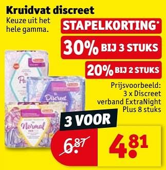 Promoties Discreet verband extranight plus - Huismerk - Kruidvat - Geldig van 15/01/2019 tot 27/01/2019 bij Kruidvat