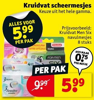 Promoties Kruidvat men six navulmesjes - Huismerk - Kruidvat - Geldig van 15/01/2019 tot 27/01/2019 bij Kruidvat