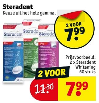 Promoties Steradent whitening - Steradent - Geldig van 15/01/2019 tot 27/01/2019 bij Kruidvat