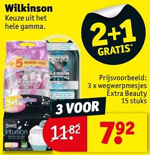 Promoties Wegwerpmesjes extra beauty - Wilkinson - Geldig van 15/01/2019 tot 27/01/2019 bij Kruidvat