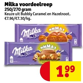 Promoties Milka voordeelreep - Milka - Geldig van 15/01/2019 tot 27/01/2019 bij Kruidvat