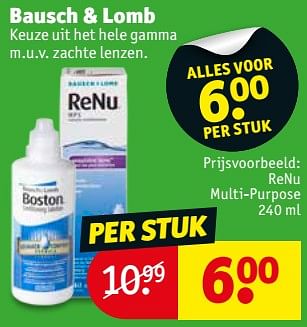 Promoties Renu multi-purpose - Bausch+Lomb - Geldig van 15/01/2019 tot 27/01/2019 bij Kruidvat