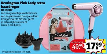 Promoties Remington pink lady retro haardroger d4110op - Remington - Geldig van 15/01/2019 tot 27/01/2019 bij Kruidvat