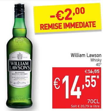 Promotions William lawson whisky - William Lawson's - Valide de 15/01/2019 à 20/01/2019 chez Intermarche