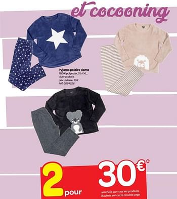 Promotions Pyjama polaire dame - Produit maison - Carrefour  - Valide de 10/01/2019 à 22/01/2019 chez Carrefour