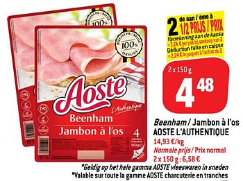 Promoties Beenham - jambon à l`os aoste l`authentique - Aoste - Geldig van 16/01/2019 tot 22/01/2019 bij Match