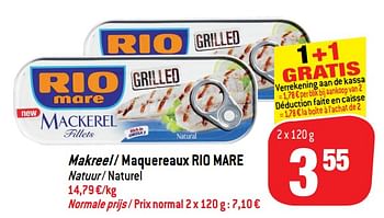 Promoties Makreel - maquereaux rio mare - Rio Mare - Geldig van 16/01/2019 tot 22/01/2019 bij Match