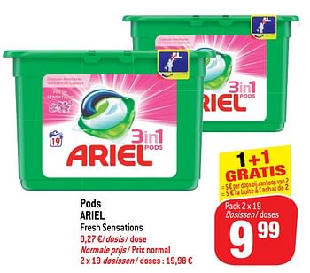 Promoties Pods ariel fresh sensation - Ariel - Geldig van 16/01/2019 tot 22/01/2019 bij Match