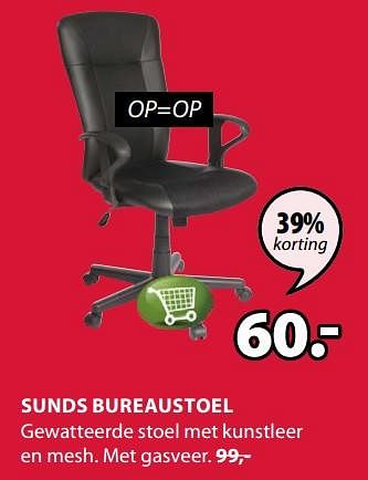 Promoties Sunds bureaustoel - Huismerk - Jysk - Geldig van 14/01/2019 tot 27/01/2019 bij Jysk