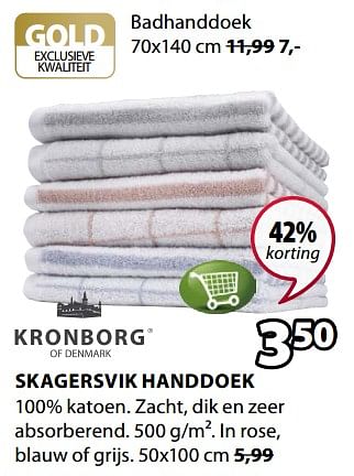 Promotions Skagersvik handdoek - Kronborg - Valide de 14/01/2019 à 27/01/2019 chez Jysk