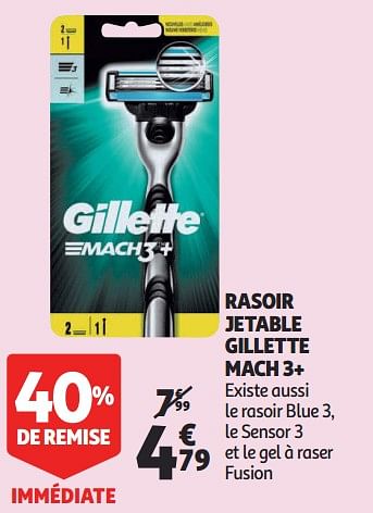 Promotions Rasoir jetable gillette mach 3+ - Gillette - Valide de 16/01/2019 à 22/01/2019 chez Auchan Ronq