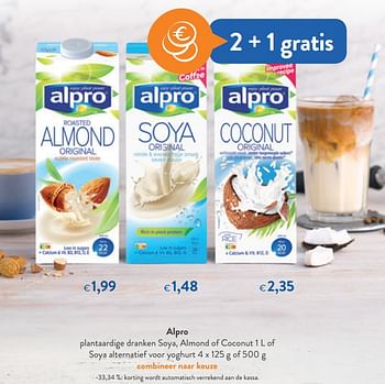 Promoties Alpro plantaardige dranken soya, almond of coconut of soya alternatief voor yoghurt - Alpro - Geldig van 16/01/2019 tot 29/01/2019 bij OKay