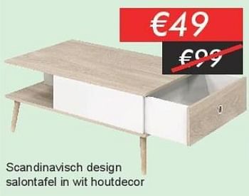 Promoties Scandinavisch design salontafel in wit houtdecor - Huismerk - Belga Meubelen - Geldig van 03/01/2019 tot 31/01/2019 bij Belga Meubelen
