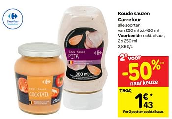 Promoties Cocktailsaus - Huismerk - Carrefour  - Geldig van 16/01/2019 tot 28/01/2019 bij Carrefour
