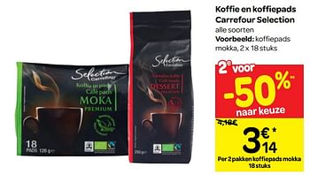 Promoties Koffiepads mokka - Huismerk - Carrefour  - Geldig van 16/01/2019 tot 28/01/2019 bij Carrefour