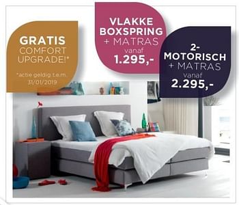Promotions Vlakke boxspring + matras - Produit maison - Meubelen Moens - Valide de 03/01/2019 à 31/01/2019 chez Meubelen Moens