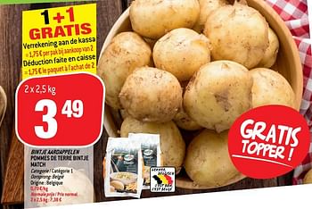 Promoties Bintje aardappelen pommes de terre bintje match - Huismerk - Match - Geldig van 16/01/2019 tot 22/01/2019 bij Match