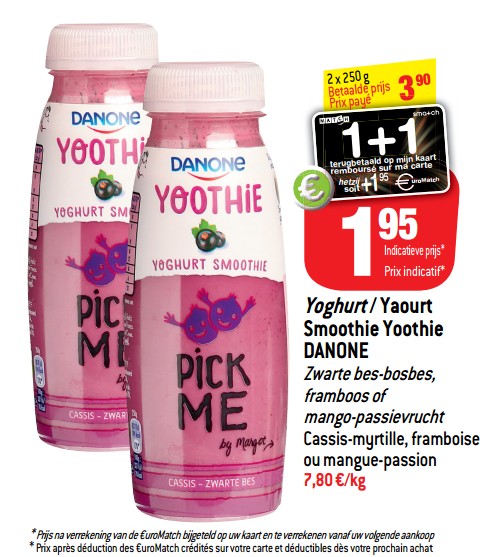 Promotions Yoghurt - yaourt smoothie yoothie danone - Danone - Valide de 16/01/2019 à 22/01/2019 chez Match