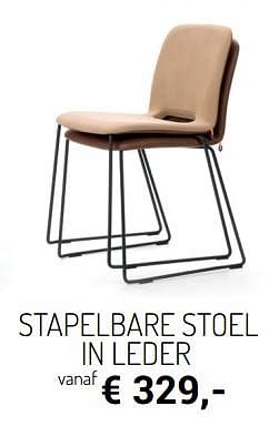 Promoties Stapelbare stoel in leder - Huismerk - Meubelen Jonckheere - Geldig van 03/01/2019 tot 31/01/2019 bij Meubelen Jonckheere
