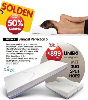 Promoties Matras sanagel perfection 5 - Sanagel - Geldig van 03/01/2019 tot 31/01/2019 bij Sleepworld