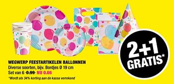 Promoties Wegwerp feestartikelen ballonnen-bordjes - Huismerk - Big Bazar - Geldig van 14/01/2019 tot 27/01/2019 bij Big Bazar
