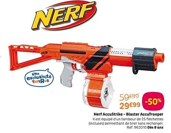 Promoties Nerf accustrike - blaster accutrooper - Hasbro - Geldig van 09/01/2019 tot 20/01/2019 bij Toys R Us