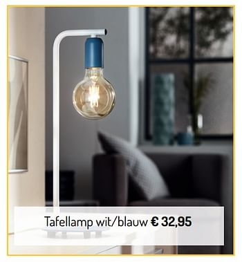 Promoties Tafellamp wit-blauw - Huismerk - Meubelen Jonckheere - Geldig van 03/01/2019 tot 31/01/2019 bij Meubelen Jonckheere