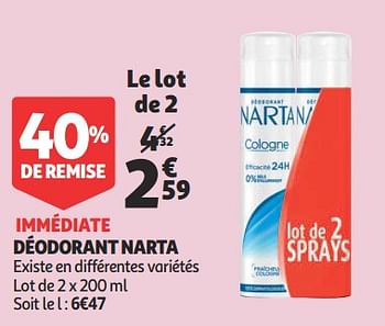 Promotions Déodorant narta - Narta - Valide de 16/01/2019 à 22/01/2019 chez Auchan Ronq