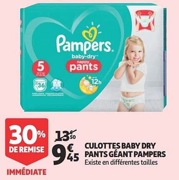 Promotions Culottes baby dry pants géant pampers - Pampers - Valide de 16/01/2019 à 22/01/2019 chez Auchan Ronq