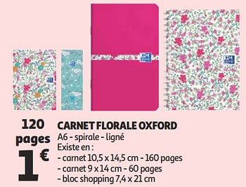 Promotions Carnet florale oxford - Oxford - Valide de 16/01/2019 à 22/01/2019 chez Auchan Ronq