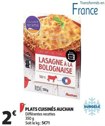 Promotions Plats cuisinés auchan - Produit Maison - Auchan Ronq - Valide de 16/01/2019 à 22/01/2019 chez Auchan Ronq