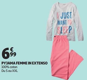 Promoties Pyjama femme in extenso - Inextenso - Geldig van 16/01/2019 tot 22/01/2019 bij Auchan