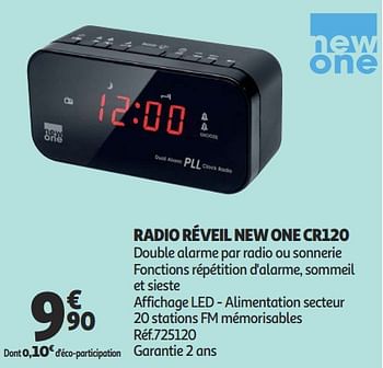 Promotions Radio réveil new one cr120 - New One - Valide de 16/01/2019 à 22/01/2019 chez Auchan Ronq