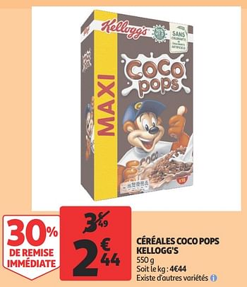 Promotions Céréales coco pops kellogg`s - Kellogg's - Valide de 16/01/2019 à 22/01/2019 chez Auchan Ronq