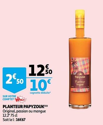 Promotions Planteur papyzouk original, passion ou mangue - PapyZouk - Valide de 16/01/2019 à 22/01/2019 chez Auchan Ronq