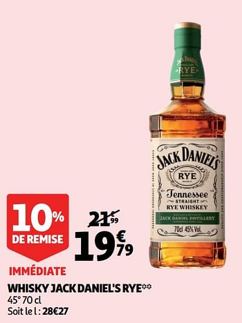 Promotions Whisky jack daniel`s rye - Jack Daniel's - Valide de 16/01/2019 à 22/01/2019 chez Auchan Ronq