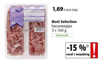 Promoties Boni selection baconreepjes - Boni - Geldig van 16/01/2019 tot 29/01/2019 bij Colruyt