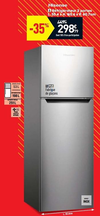 Promotions Hisense réfrigérateur 2 portes - Hisense - Valide de 09/01/2019 à 21/01/2019 chez Conforama